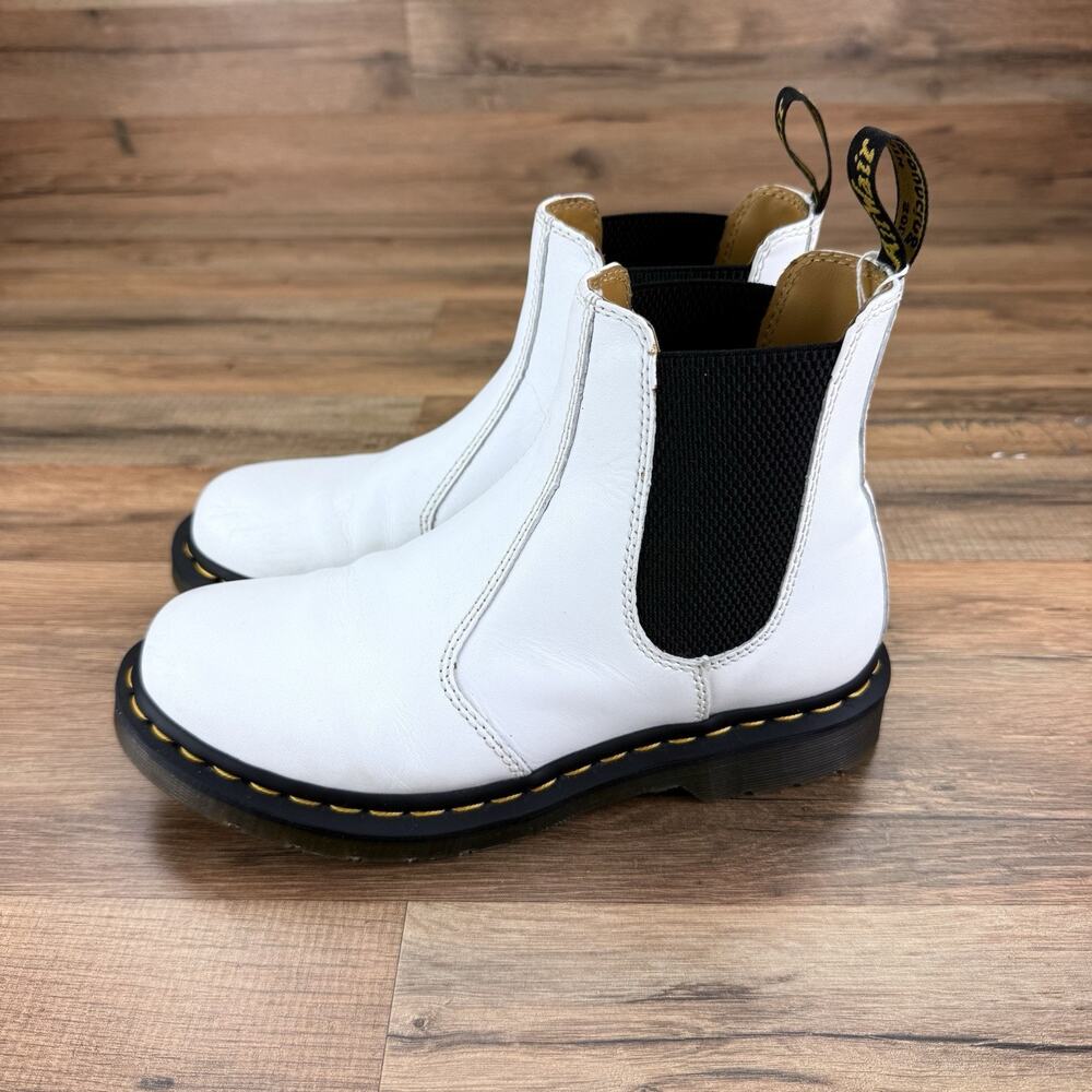 Dr. Martens Women Size 8 Air Wair White Smooth Leather Chelsea Boots - Picture 5 of 10